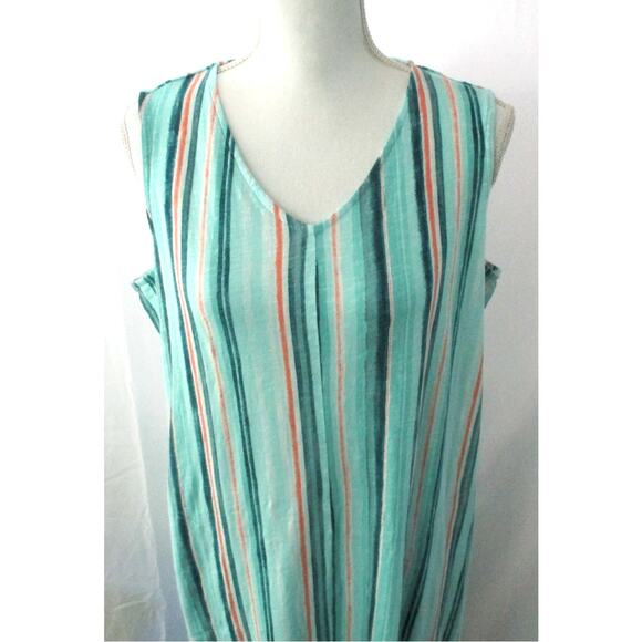 Denim & Co. Naturals Women's Blue Striped Sleeveless Stretch Maxi Dress Size L. - Picture 2 of 8